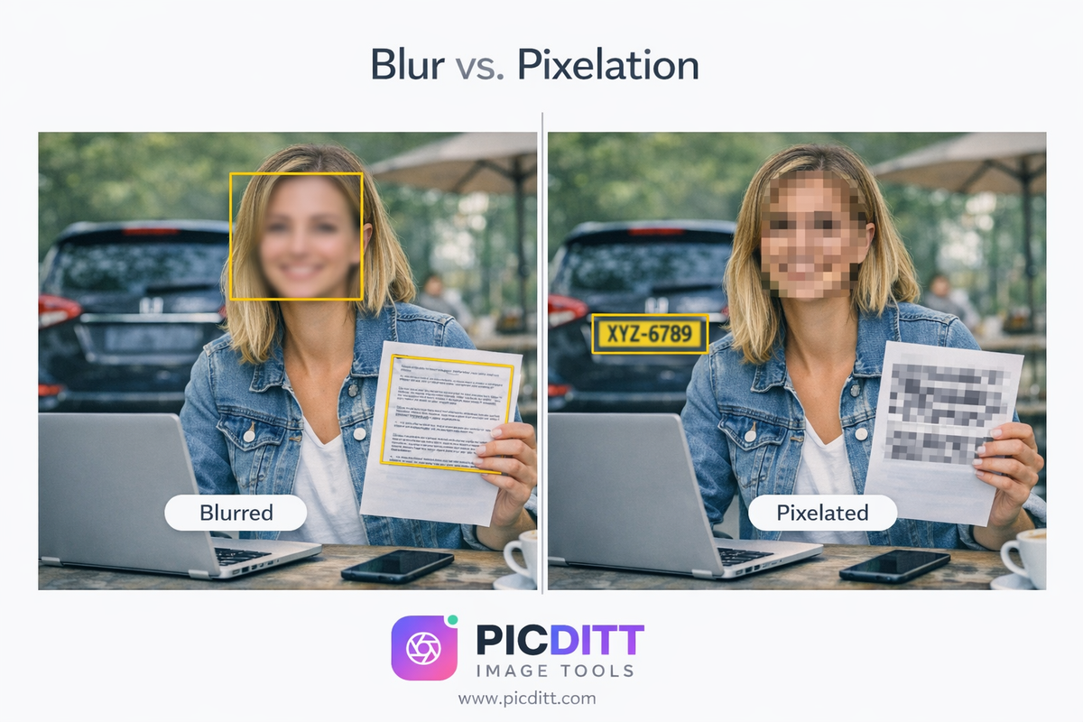 blur vs pixelate comparison example