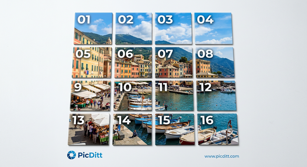 multiple image tiles generated after splitting image