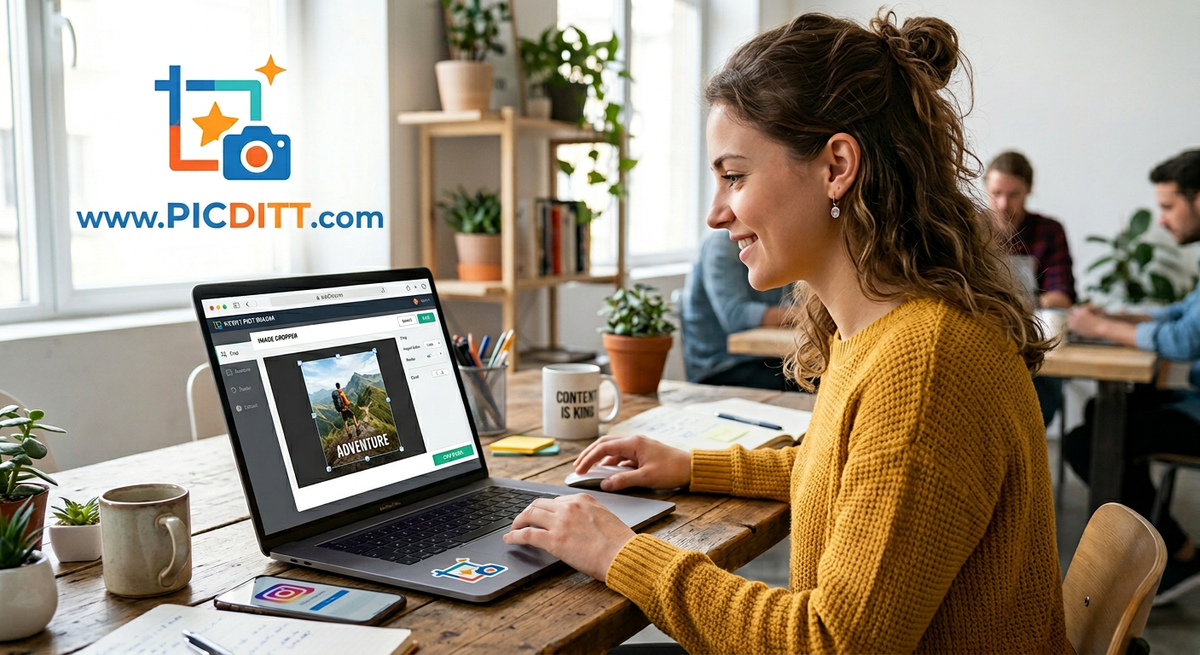 Creating social media content using image cropper