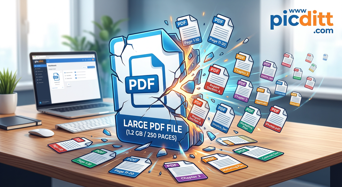 Large PDF document being split into multiple smaller files