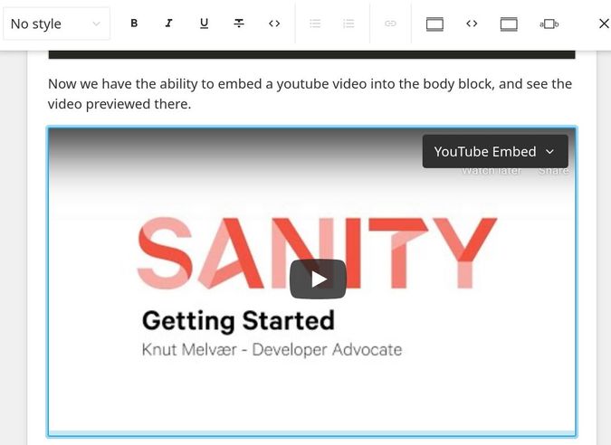 Picture of embedded video in Studio entry
