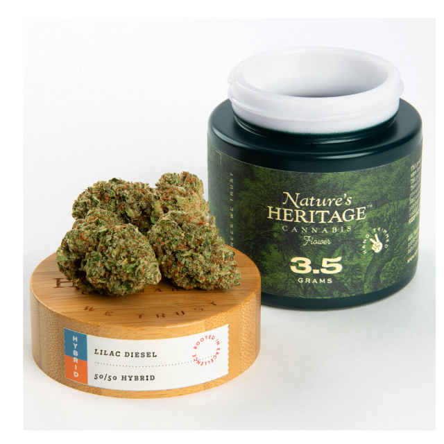 Lilac Diesel harvested flower, as labeled by the cited photo source