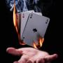 playing cards on fire