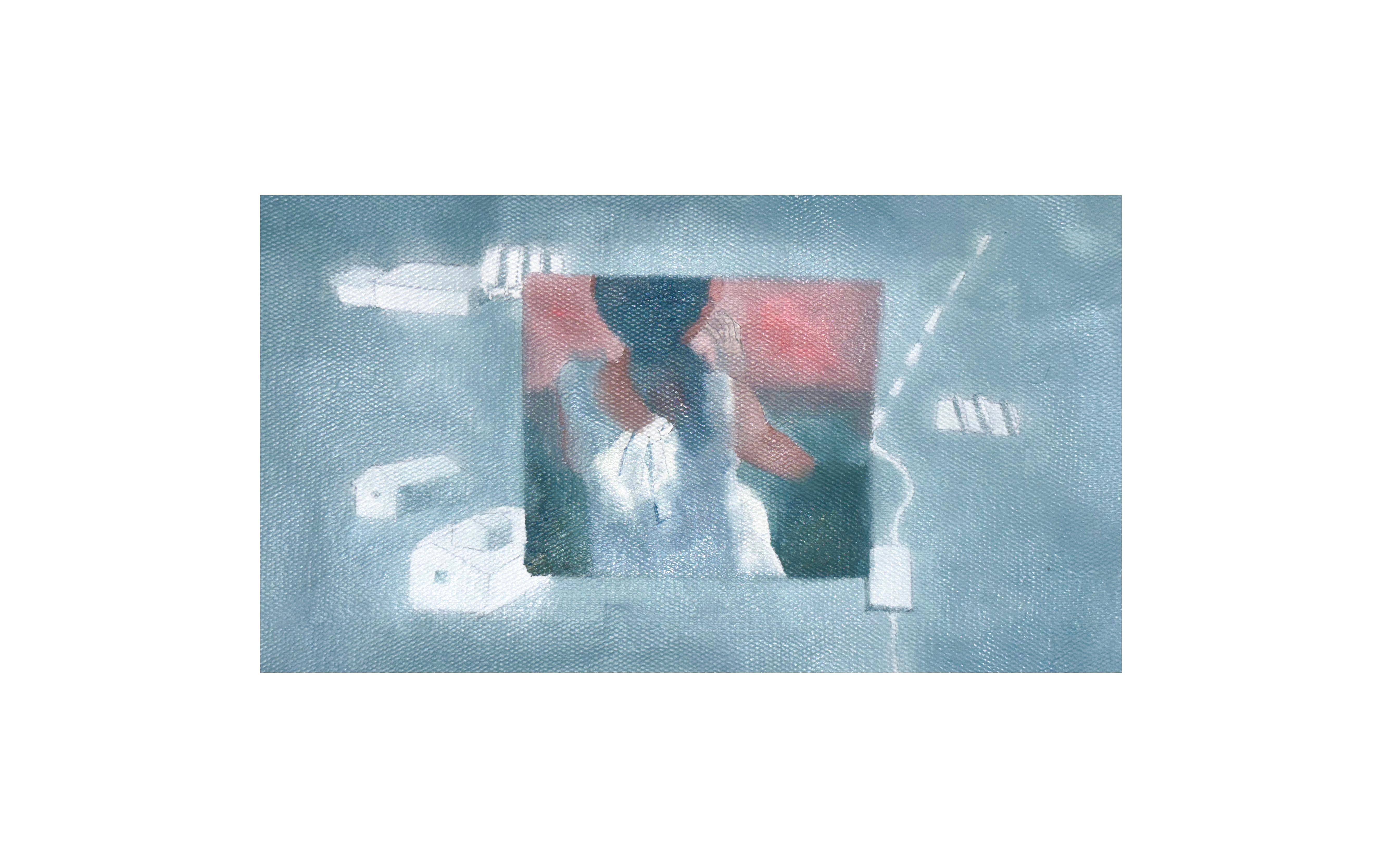 Oil painting reflecting childhood memory and dreamlike recollection.