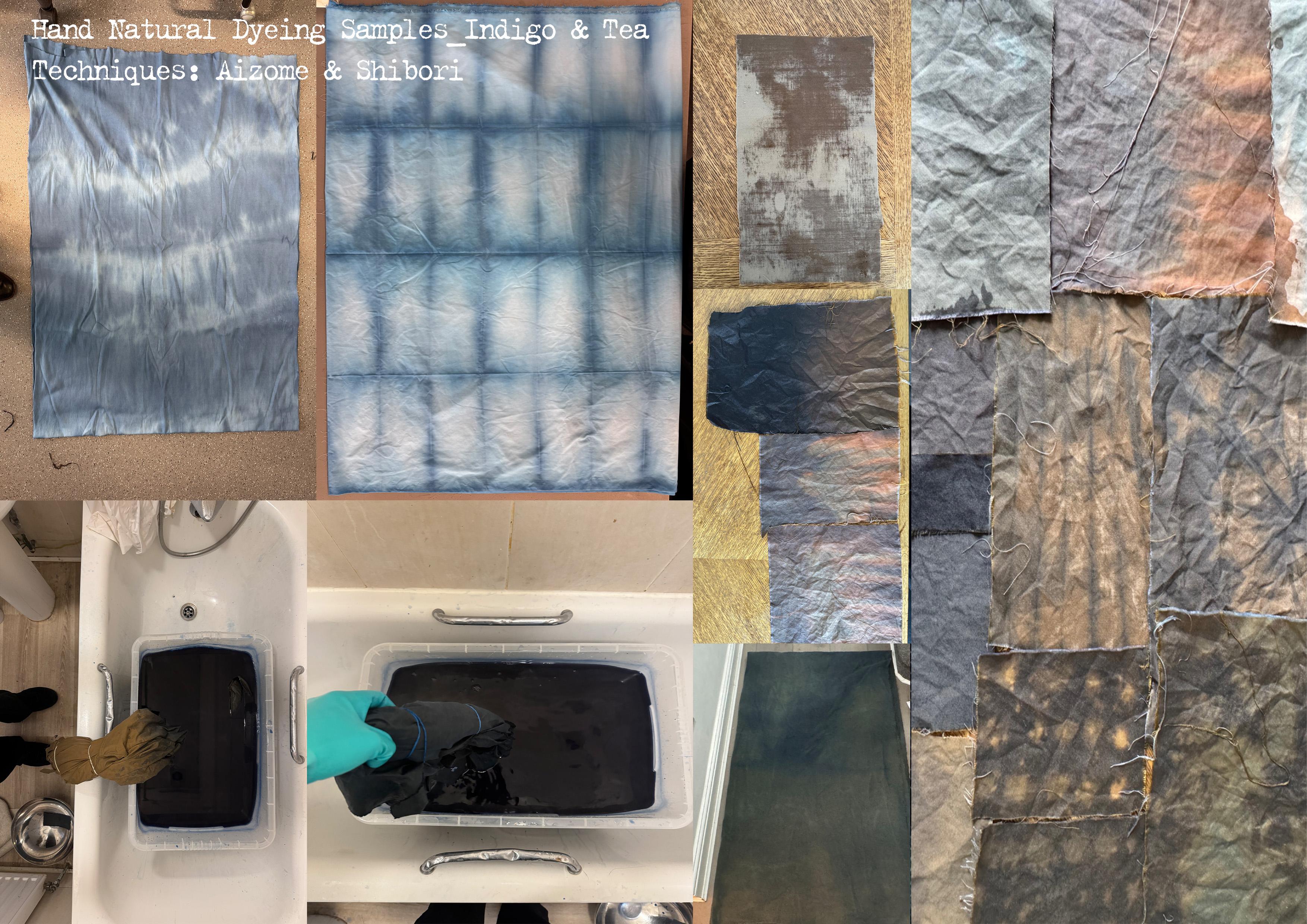 Indigo dyeing Techniques; Shibori and Aizome(Indigo dyeing), Tea dyeing