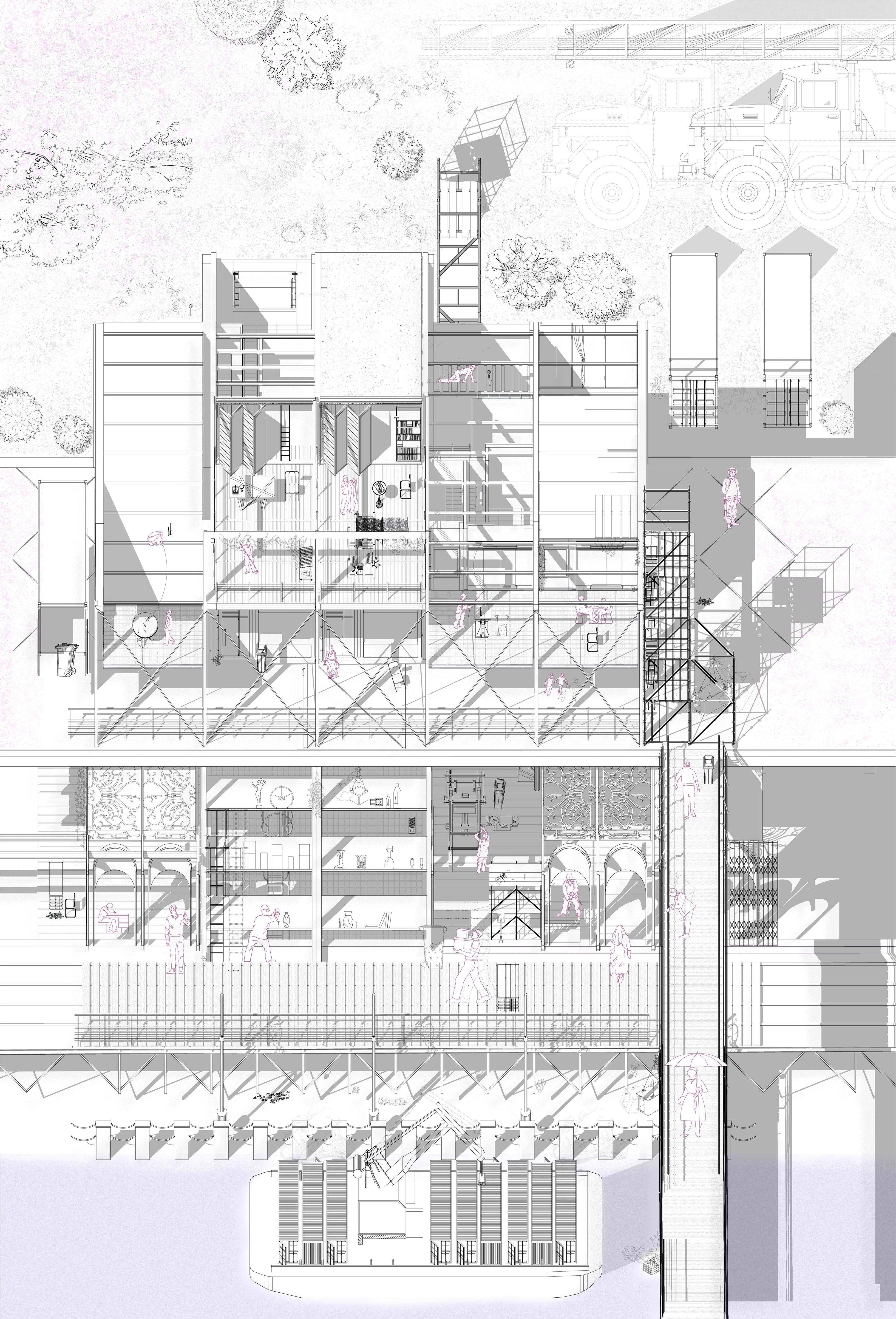Sectional Planometric of Live/Waste/Work Condition