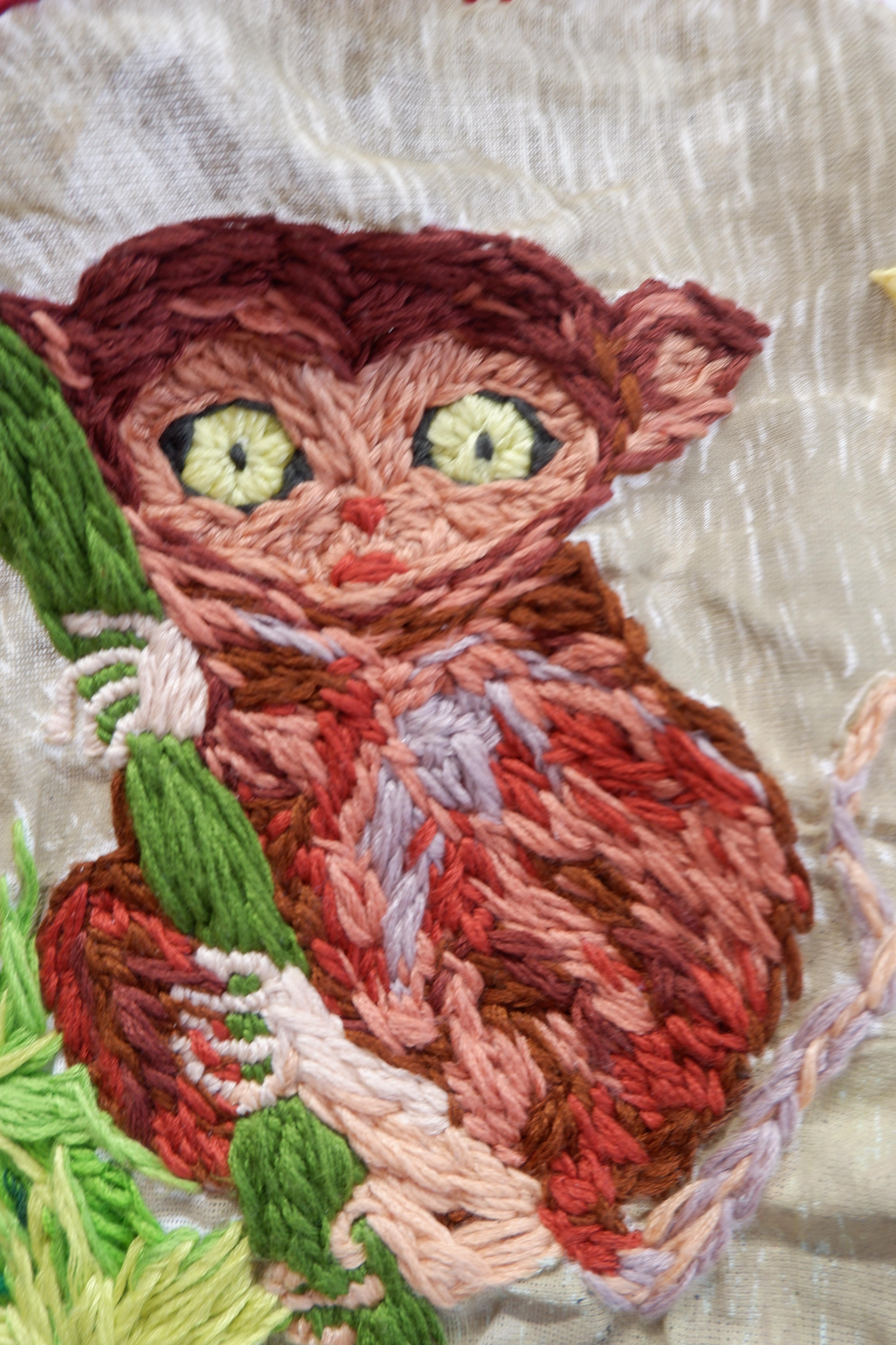 'Tarsier' embroidery detail