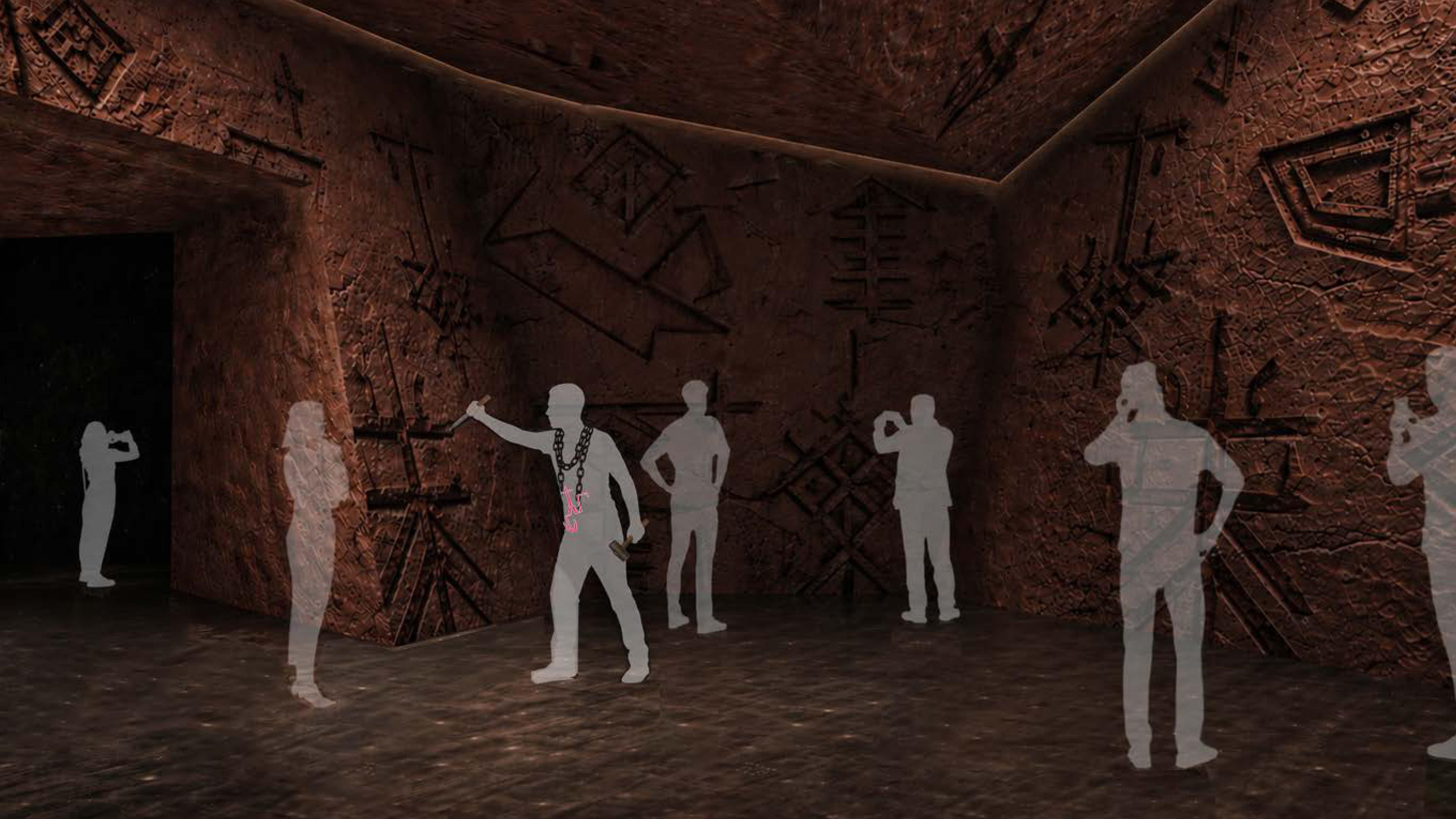 Interior gallery view focused on immersion within linguistic space