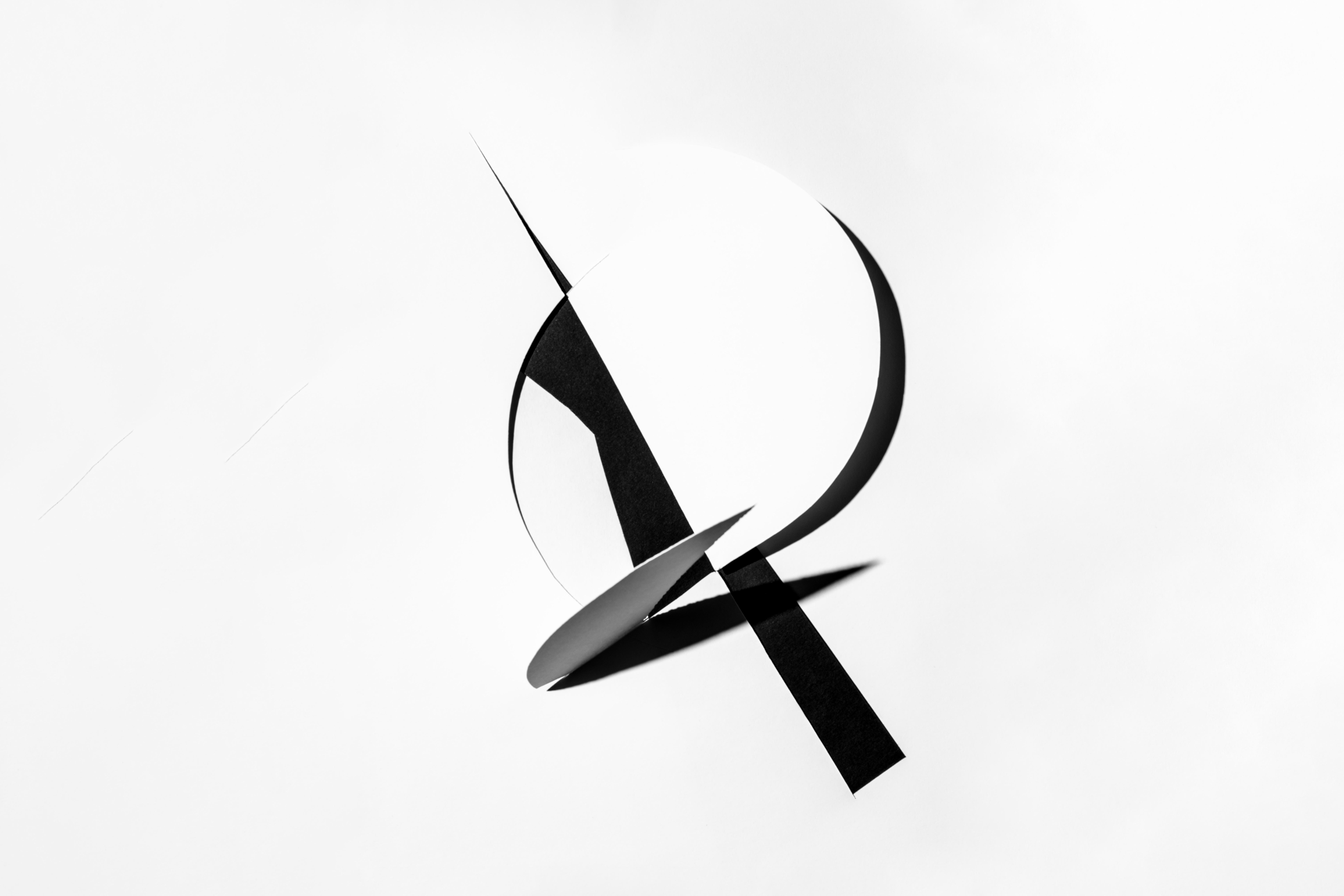 Abstract still life black and white paper sculpture