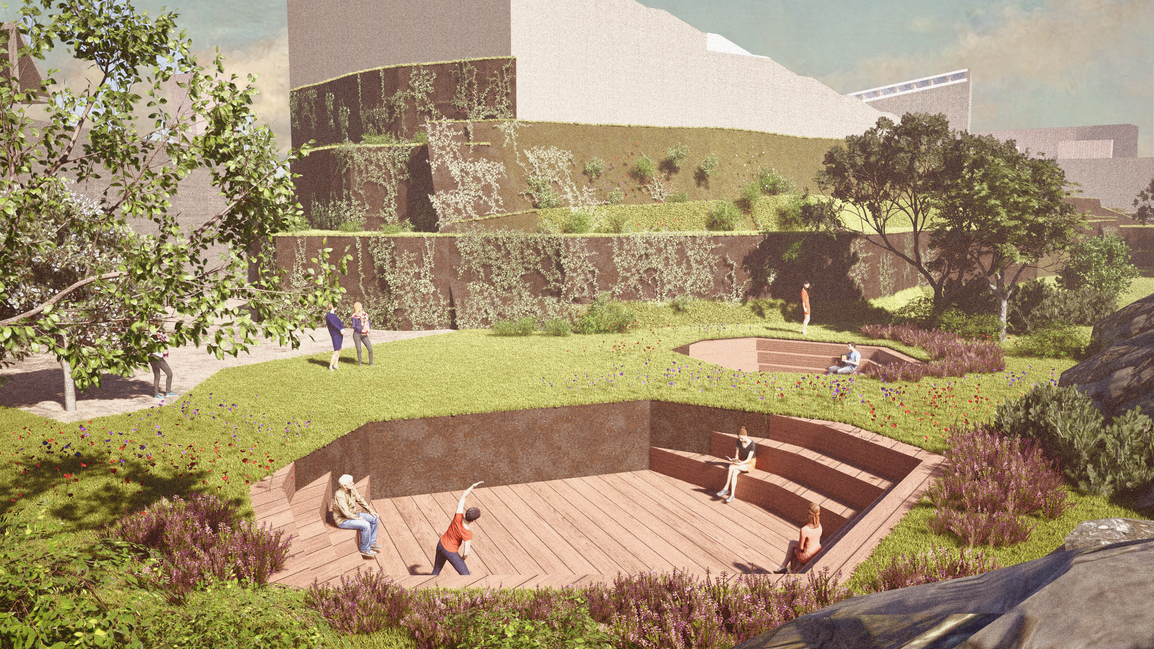 Stepped garden threshold