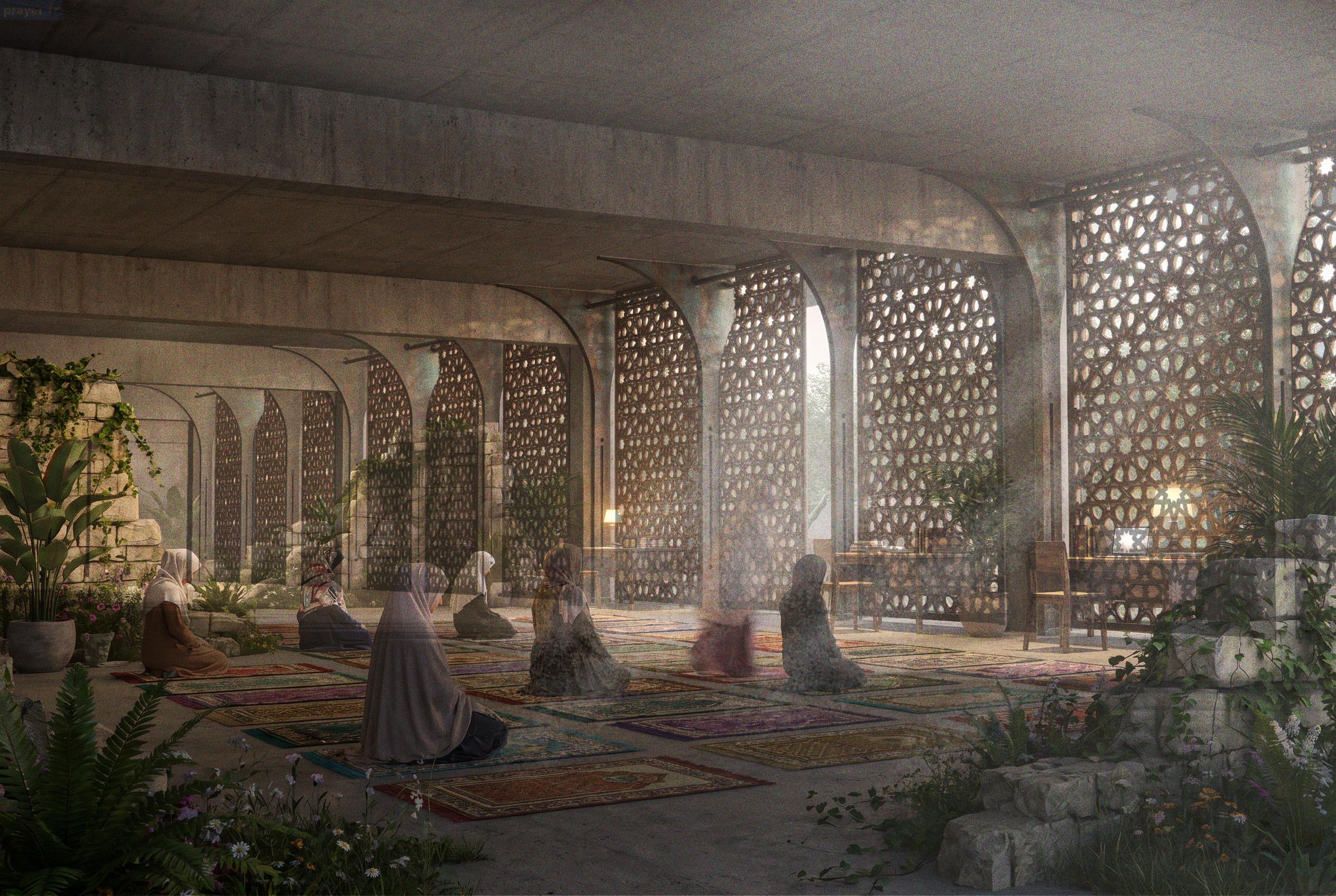 View of the women's prayer rooms