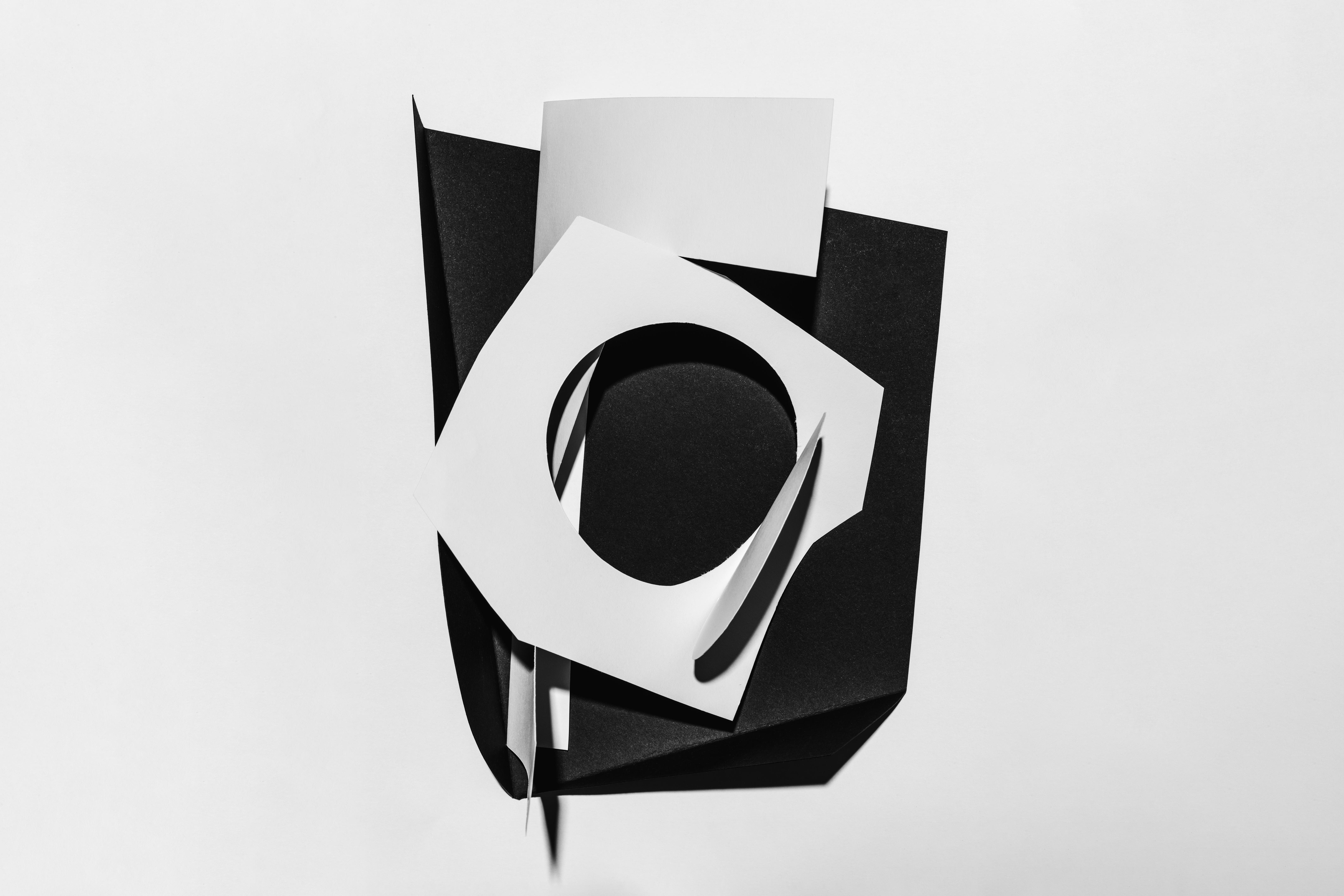 Abstract still life black and white paper sculpture
