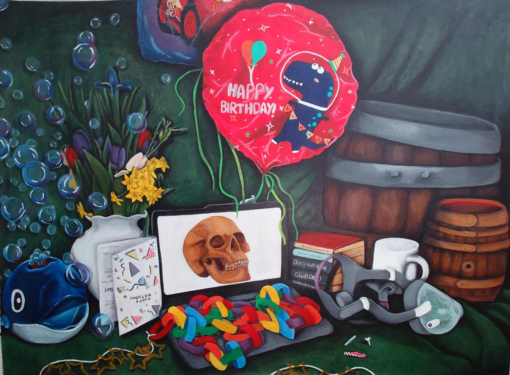 Still life with a Mask and a Birthday