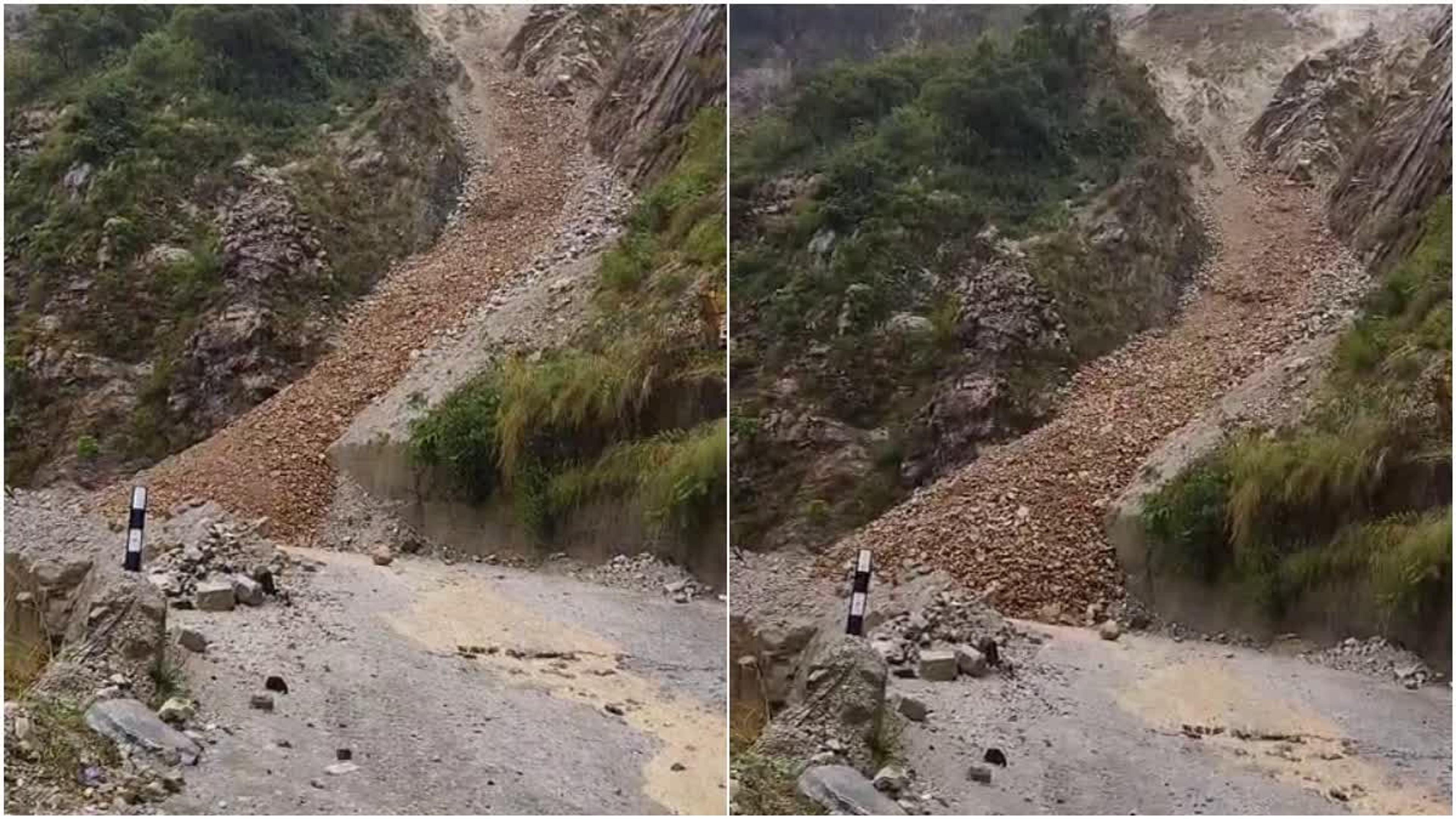 बदरीनाथ हाईवे ठप: सिरोबगड़ में भारी भूस्खलन से लगा लंबा जाम, मलबा हटाने में जुटी मशीनें