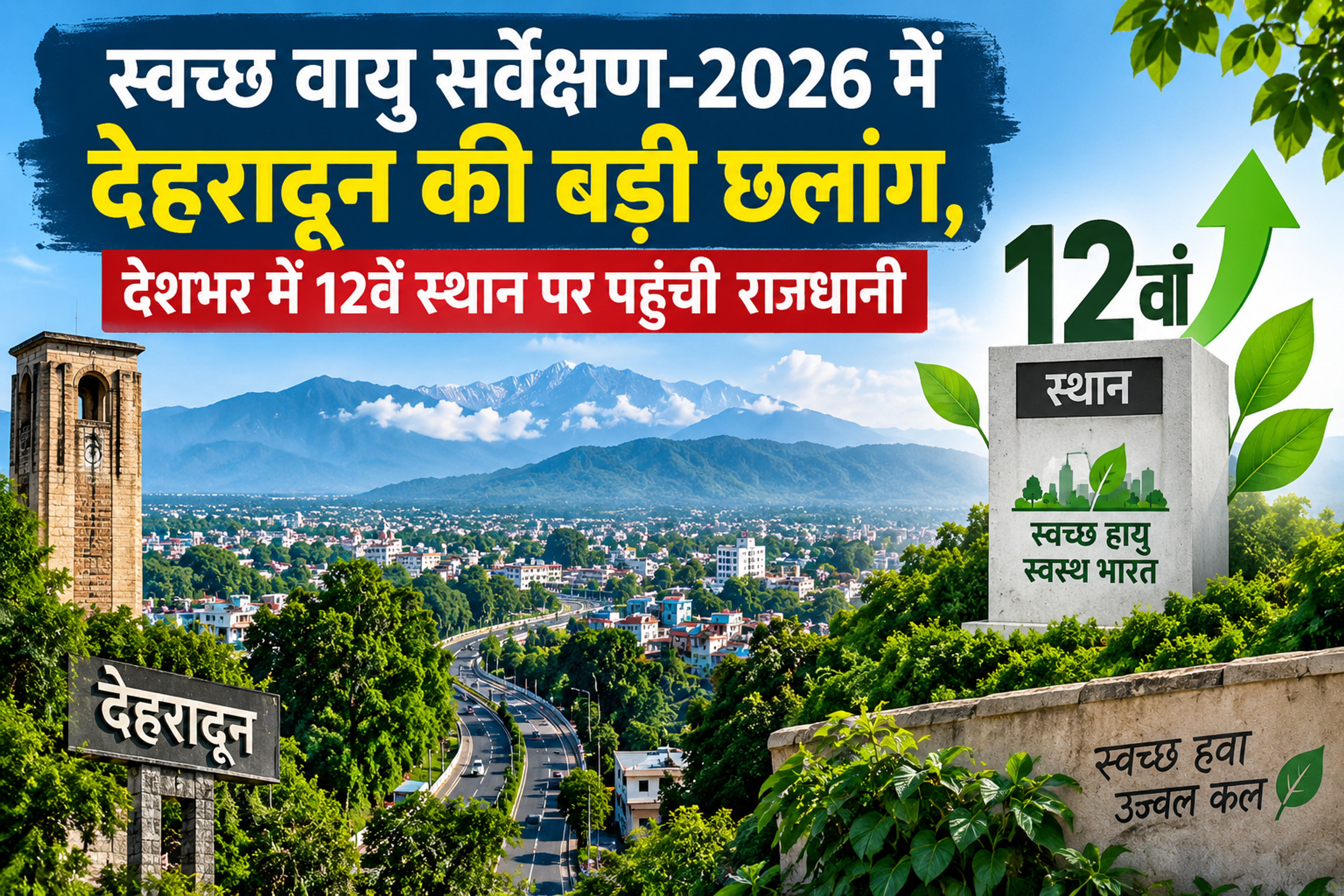 स्वच्छ वायु सर्वेक्षण-2026 में देहरादून की बड़ी छलांग, देशभर में 12वें स्थान पर पहुंची राजधानी
