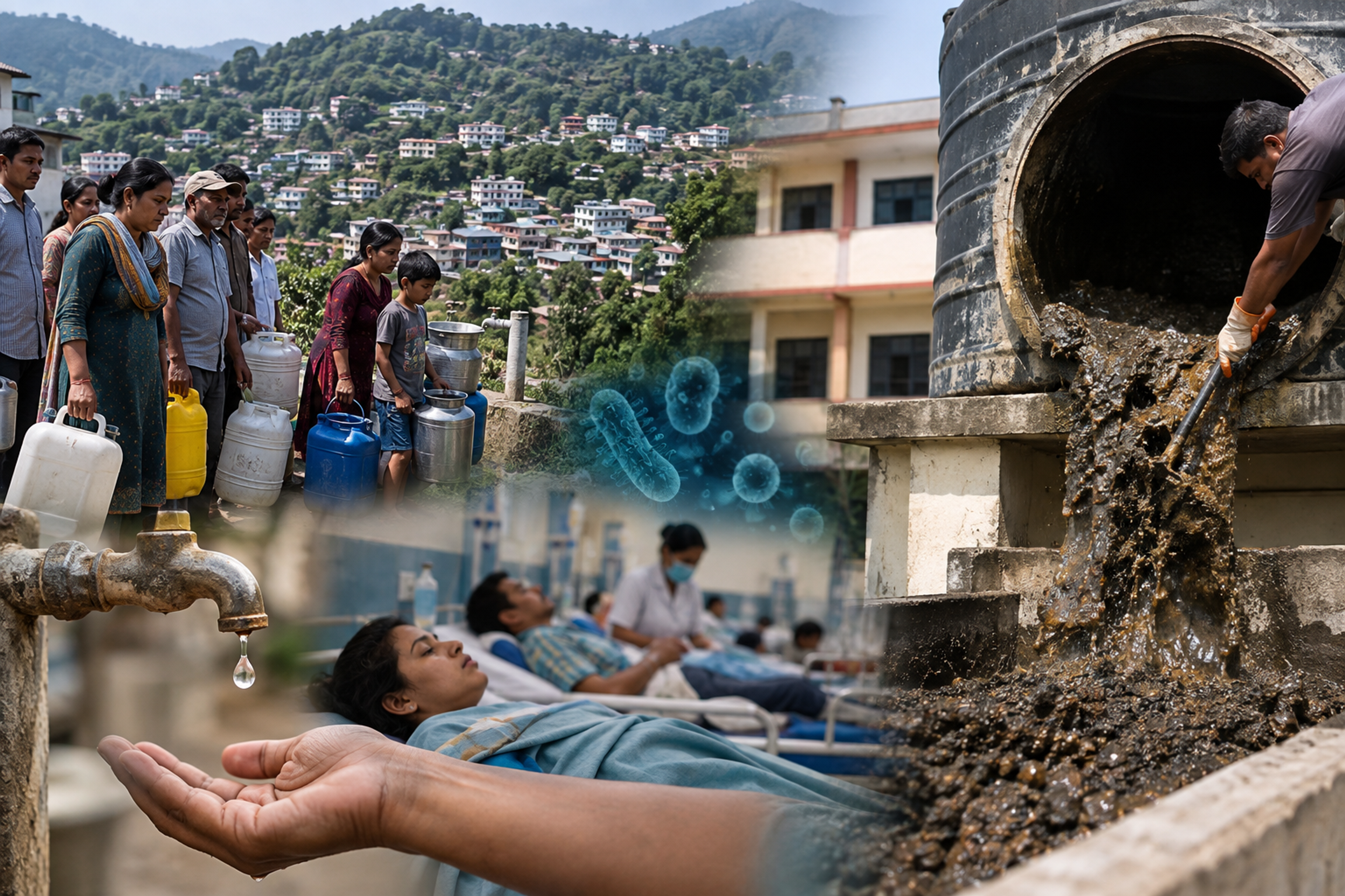 ज्योलीकोट महामारी: 3 मौतों और 250 बीमारों के बाद बूंद-बूंद को तरसे लोग; स्कूल की पानी की टंकी से निकला सड़ा कीचड़