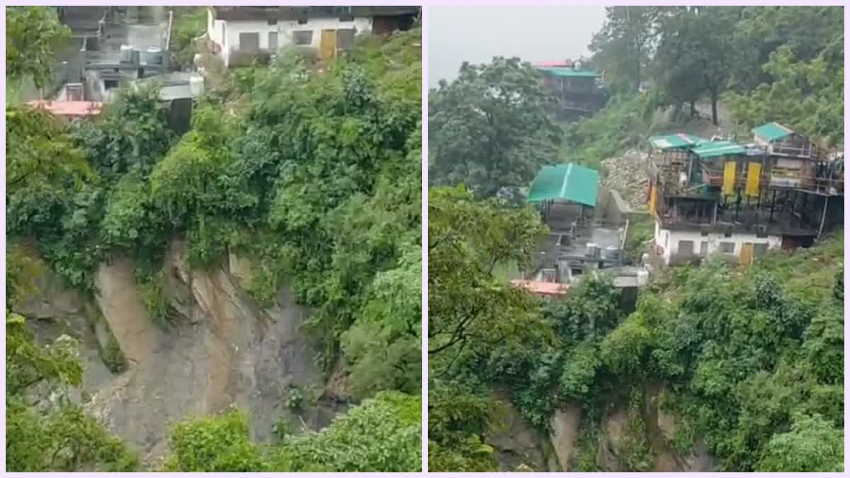 मसूरी में दरका पहाड़, मकानों पर मंडराया संकट: पानी वाले बैंड से आई डराने वाली तस्वीरें; बारिश जारी रही तो बढ़ सकती है तबाही