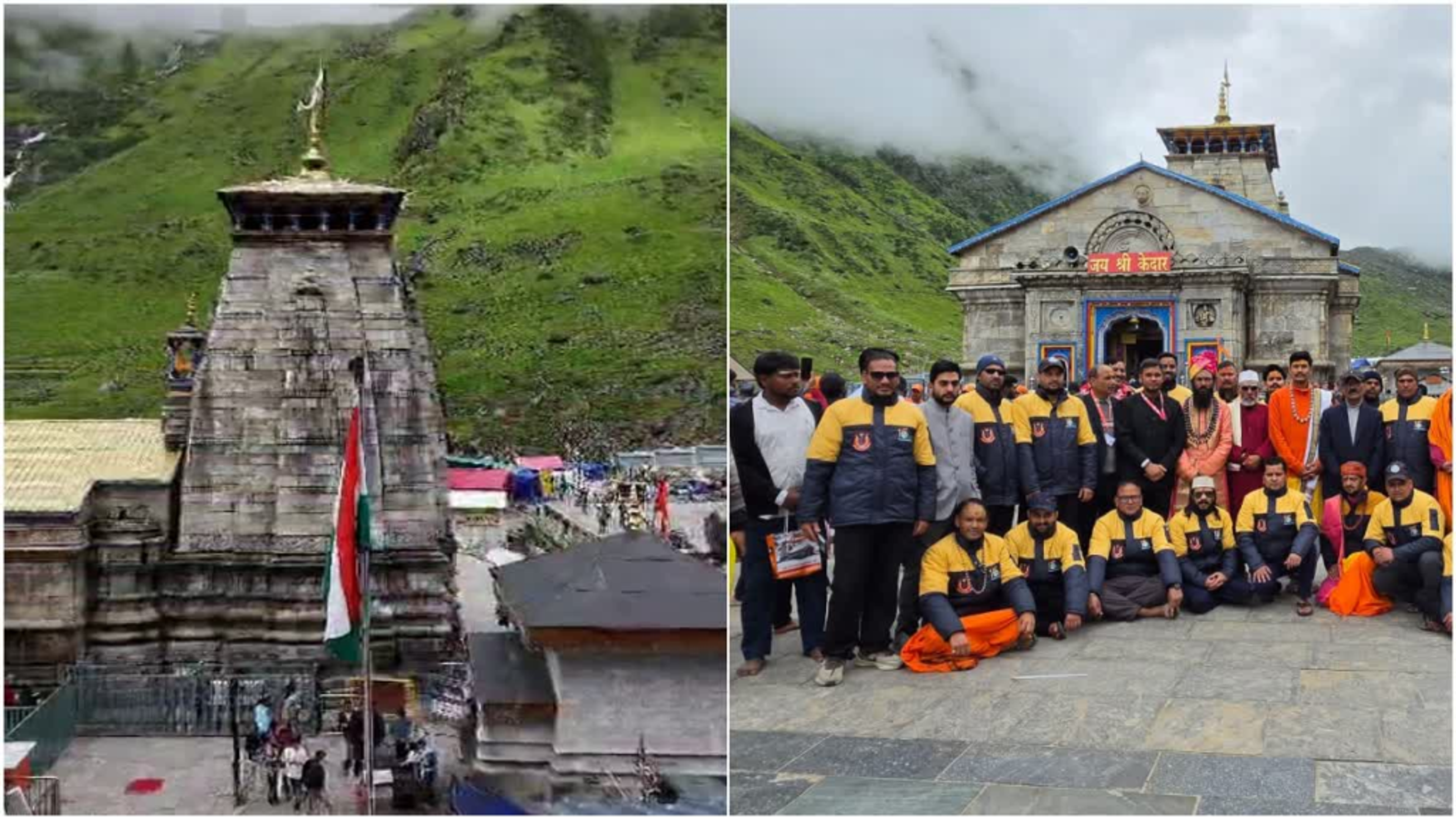 केदारनाथ धाम में देशभक्ति का जज्बा: खराब मौसम में भी शान से लहराया तिरंगा, ‘भारत माता की जय’ से गूंजा हिमालय