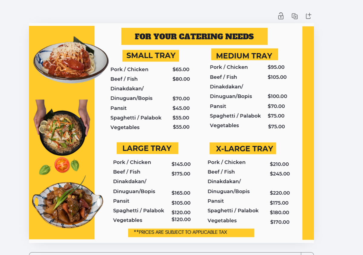 CATERING ORDERS