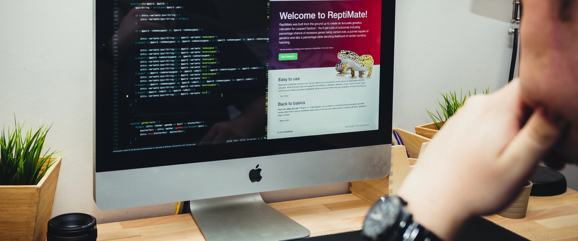 Man developing a website on an iMac computer