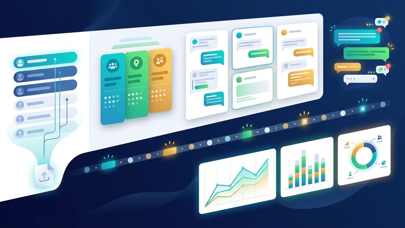 Bulk WhatsApp campaign workflow from CSV import to launch and performance analysis