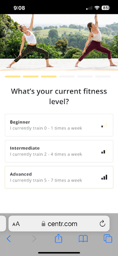 Centr Fitness Level Screenshot