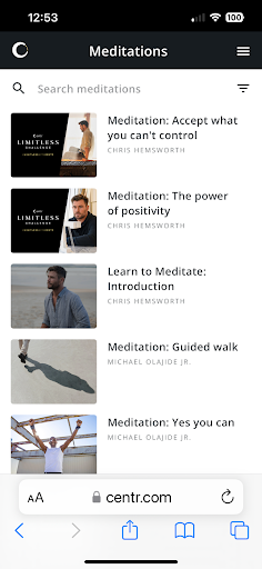 Centr Meditations screenshot
