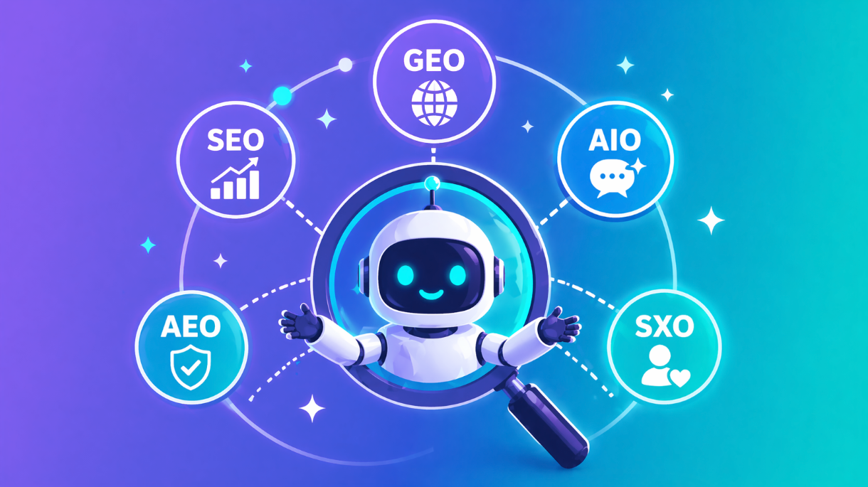 SEO, GEO, AIO, AEO, and SXO: What These AI Search Acronyms Actually Mean for Your Content Strategy