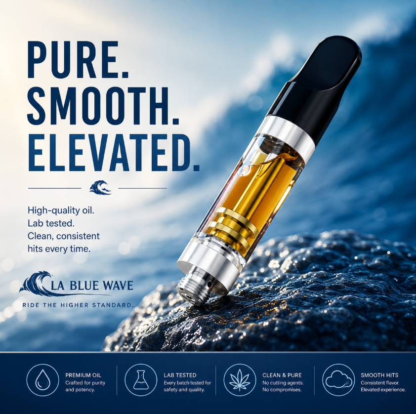 LA Blue Wave Pure Vapes product hero — pure, smooth, elevated
