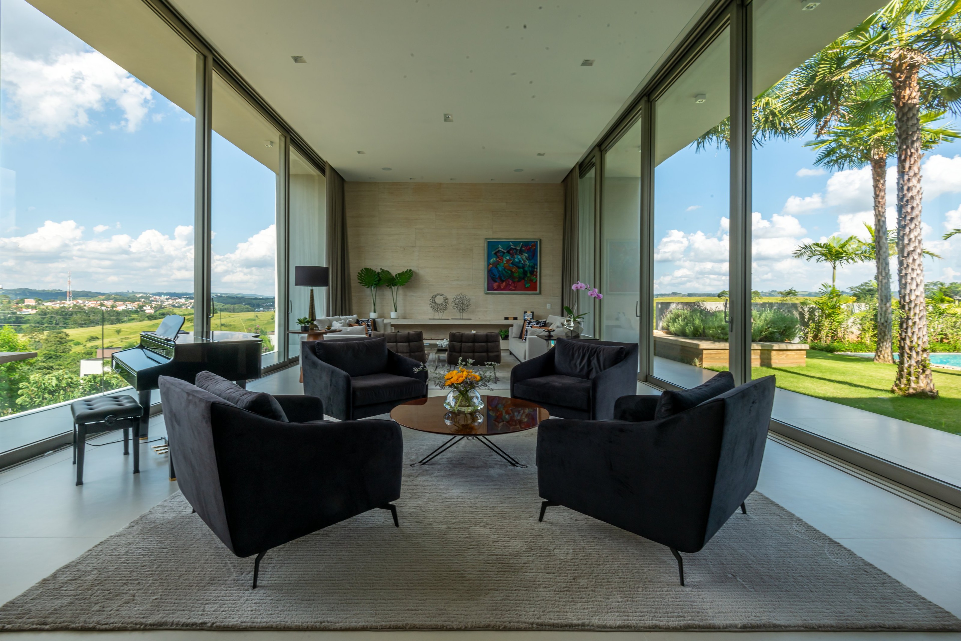 Residência GAM — Sala de estar com vista panorâmica
