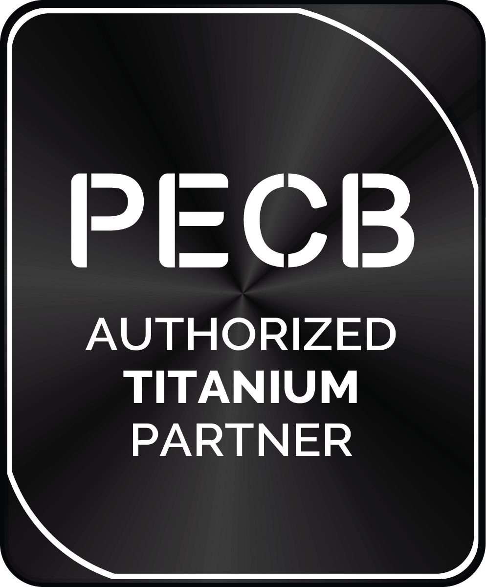 PECB Authorized Titanium Partner badge — Abilene Academy is the only PECB Titanium Partner in Switzerland, accredited by the Professional Evaluation and Certification Board (PECB)