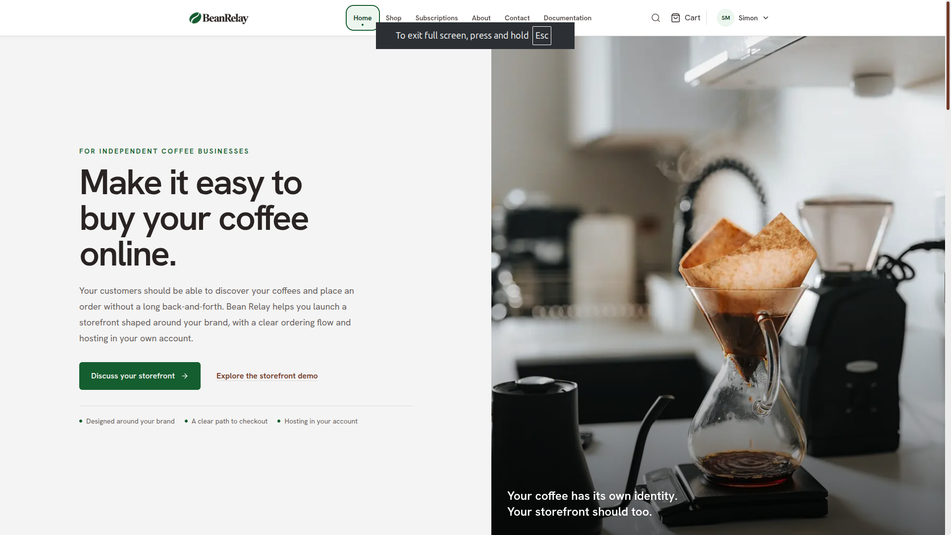 Bean Relay E-commerce screenshot 1