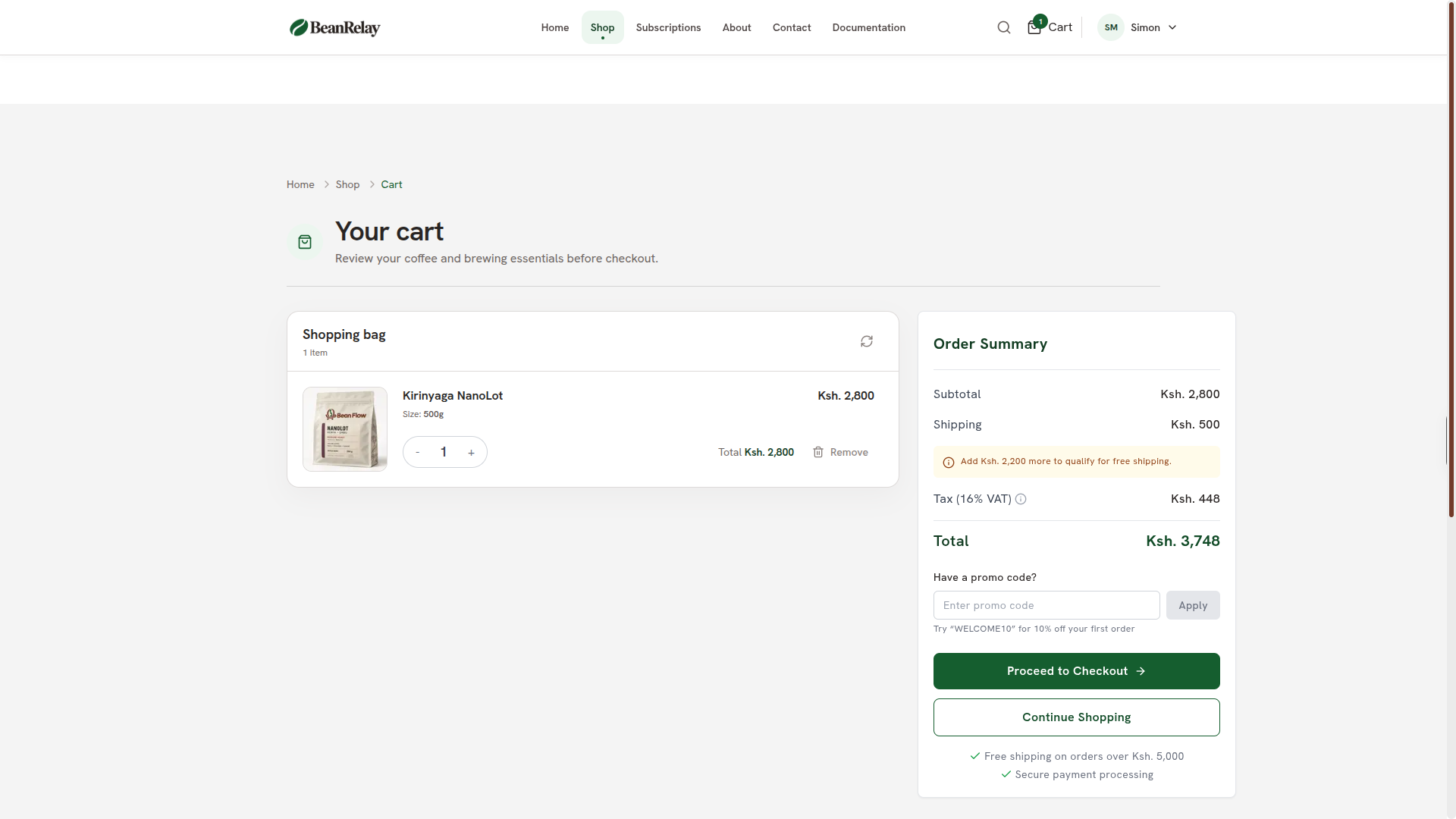 Bean Relay E-commerce screenshot 5