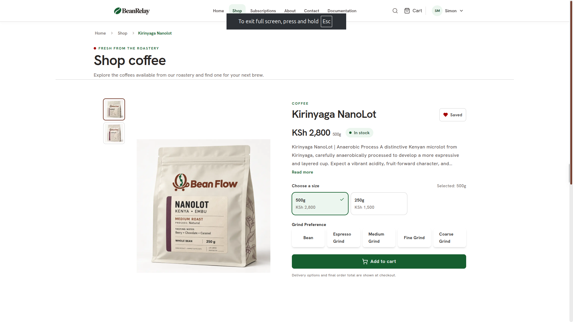 Bean Relay E-commerce screenshot 4