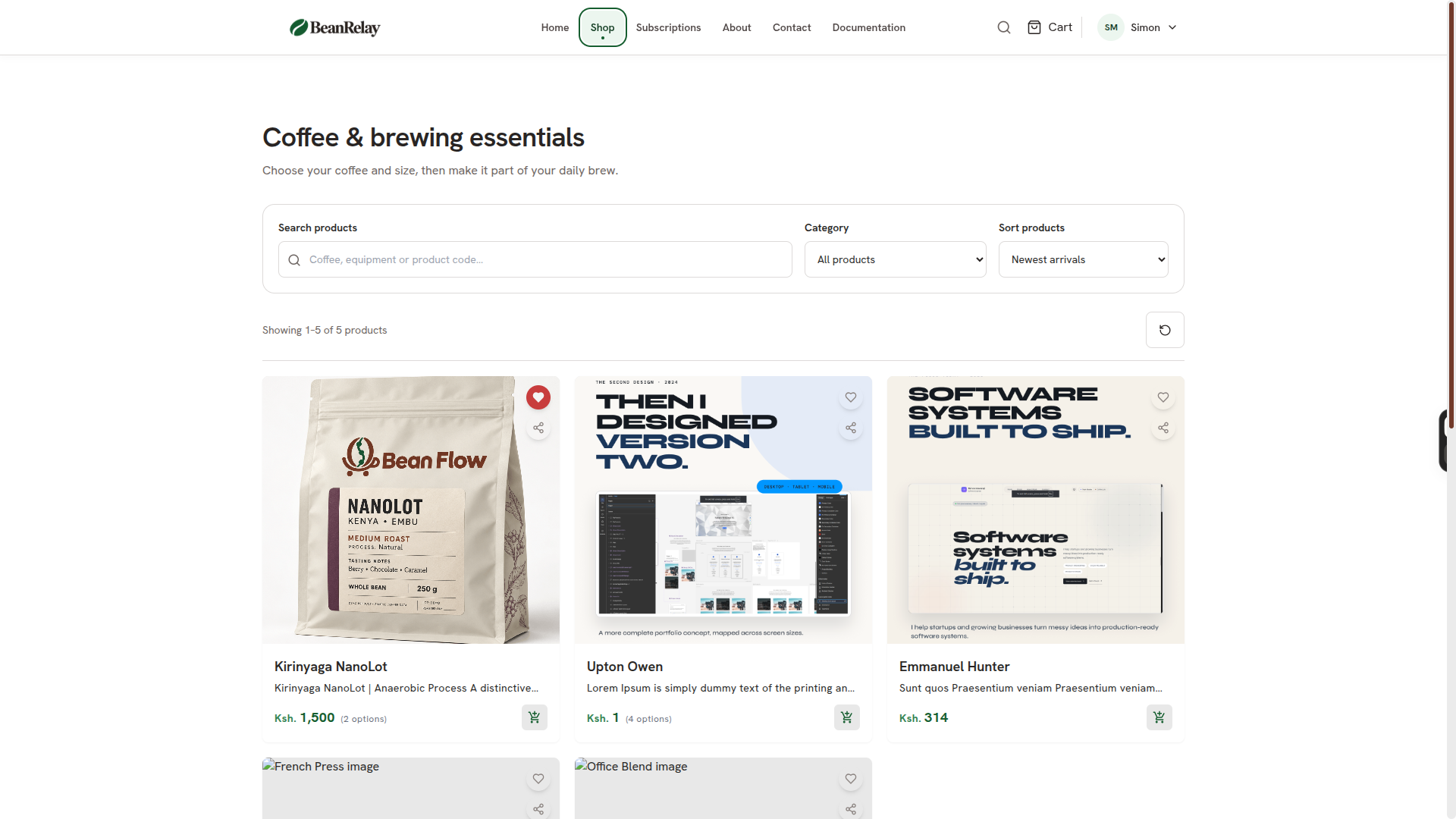 Bean Relay E-commerce screenshot 3