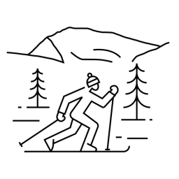 SkiTromsø logo with skier in front of northern lights and mountains, with the text ‘Arctic Ski Experience