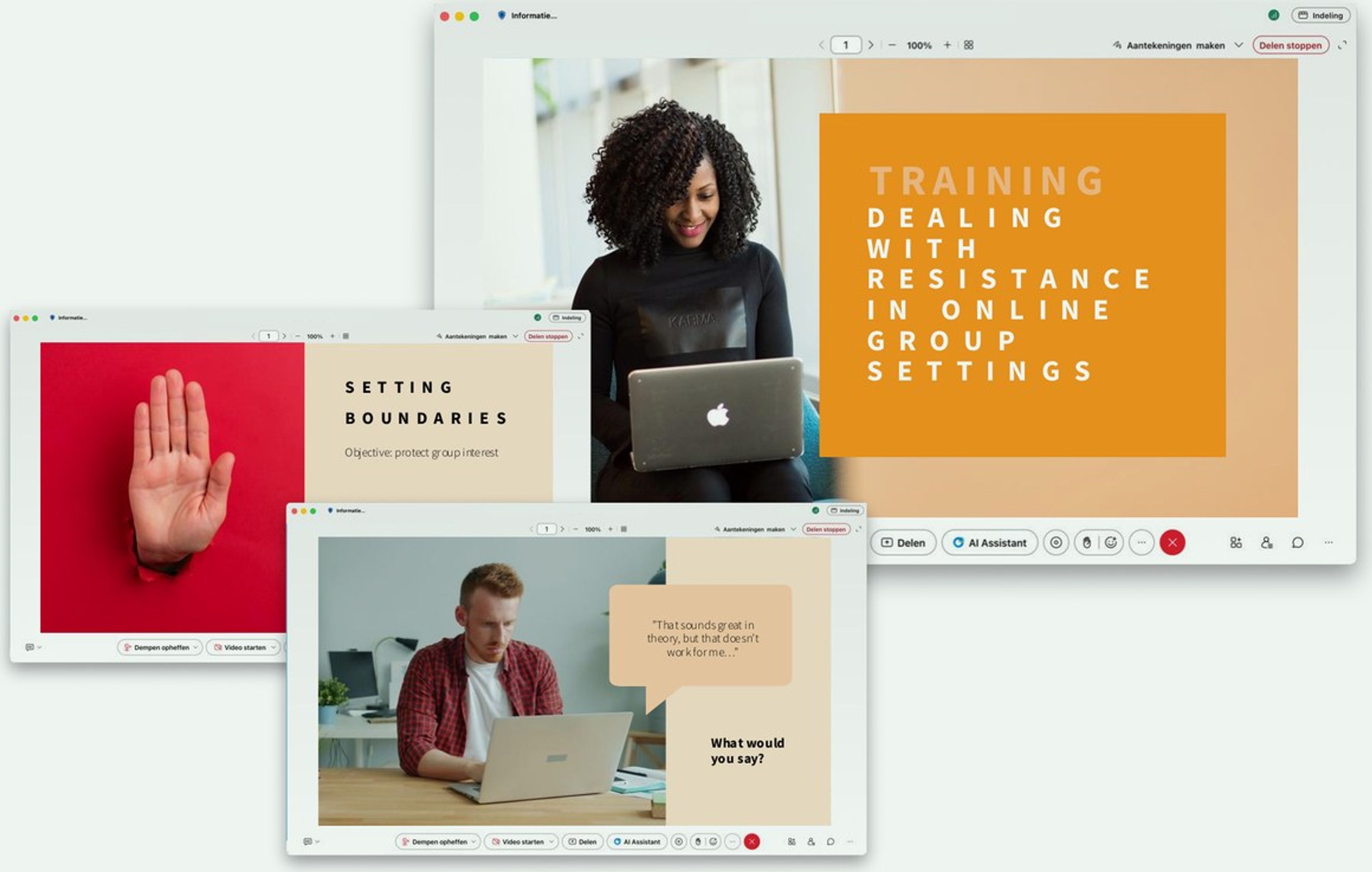 Training sessions Learning Connected developed for Youz on live online treatment