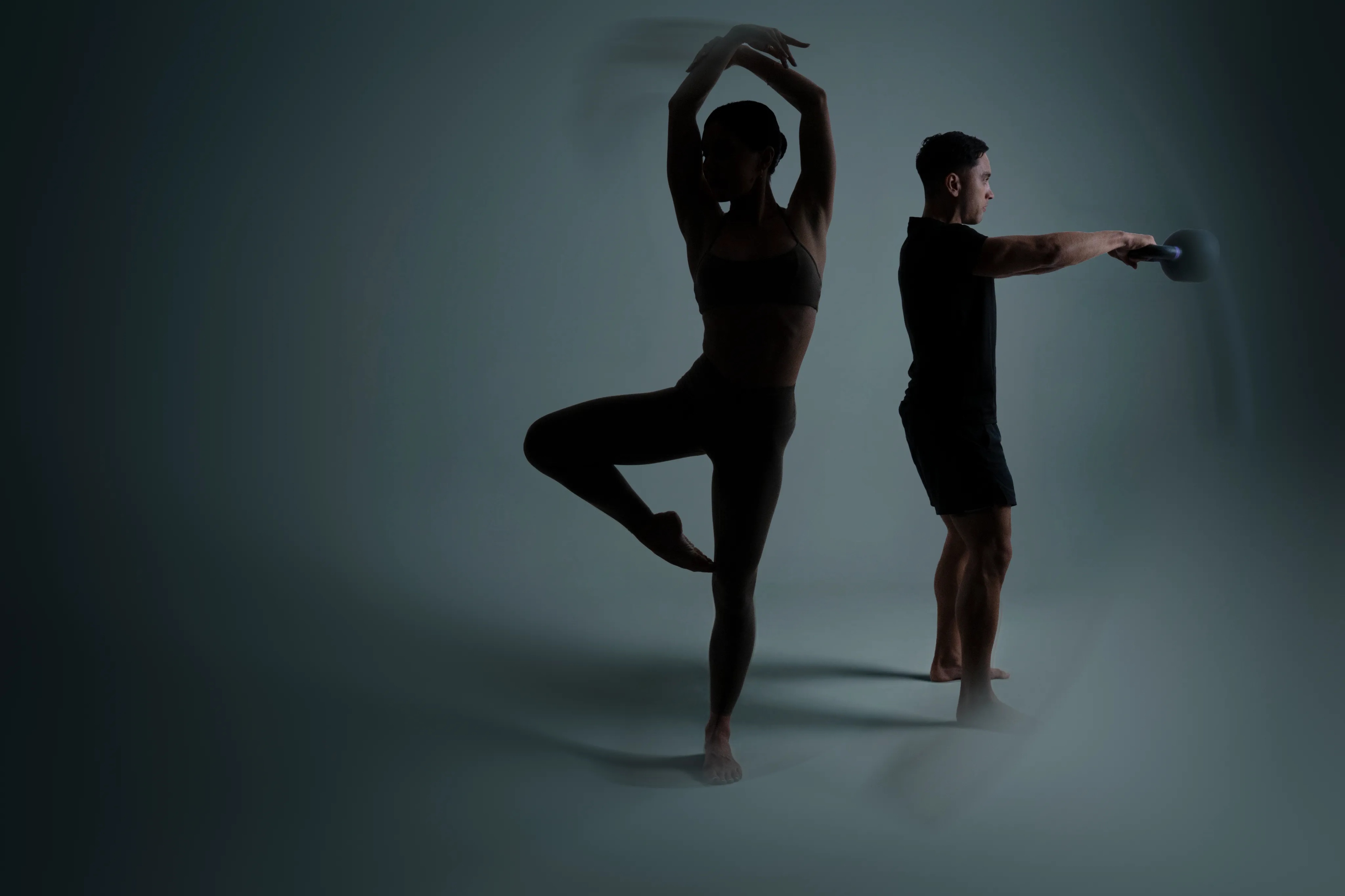 three people exercising - sillouettes