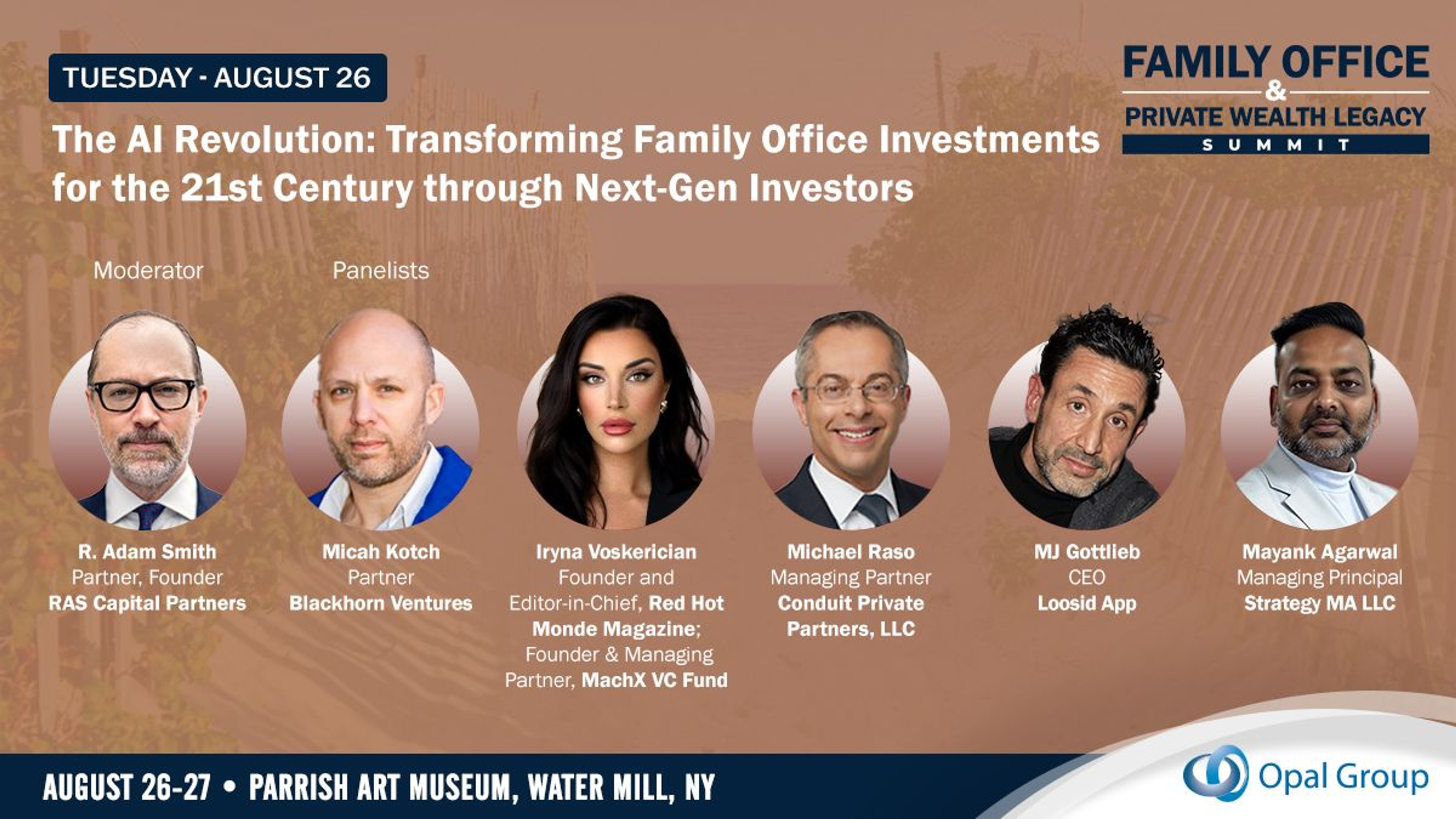 Opal Group Family Office Summit, Aug 2025: T๐ก๐ ๐๐ ๐๐๐ฏ๐จ๐ฅ๐ฎ๐ญ๐ข๐จ๐ง panel speaking