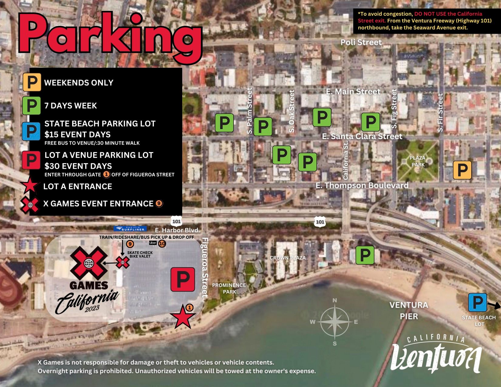X Games California Ventura Parking Map