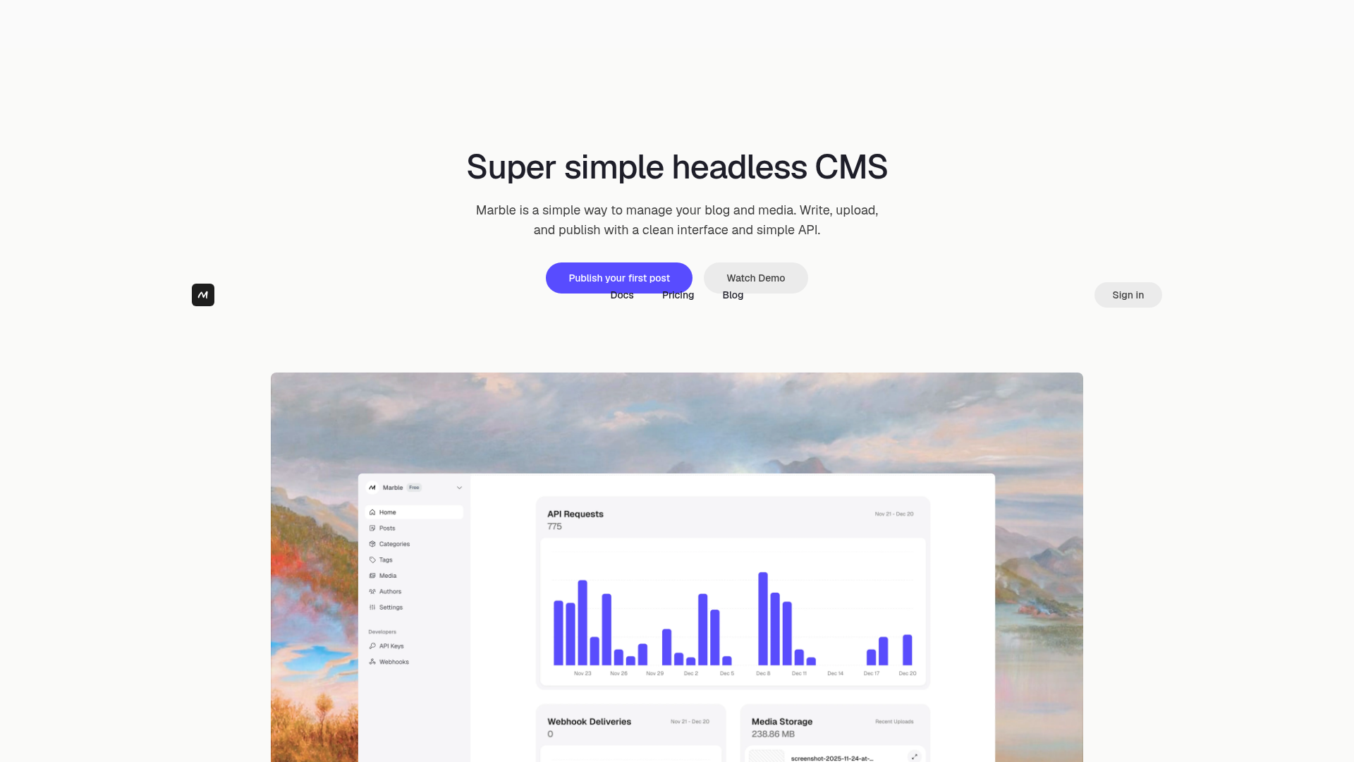 Marble CMS Screenshot