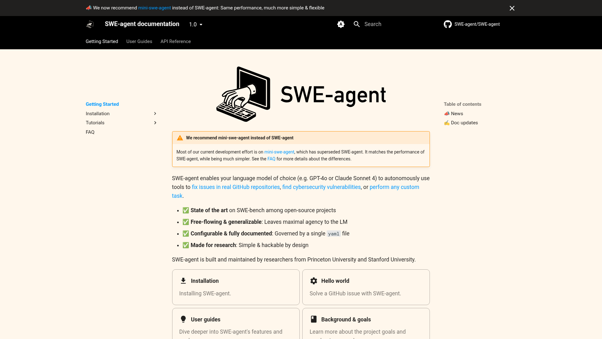 SWE-agent Screenshot