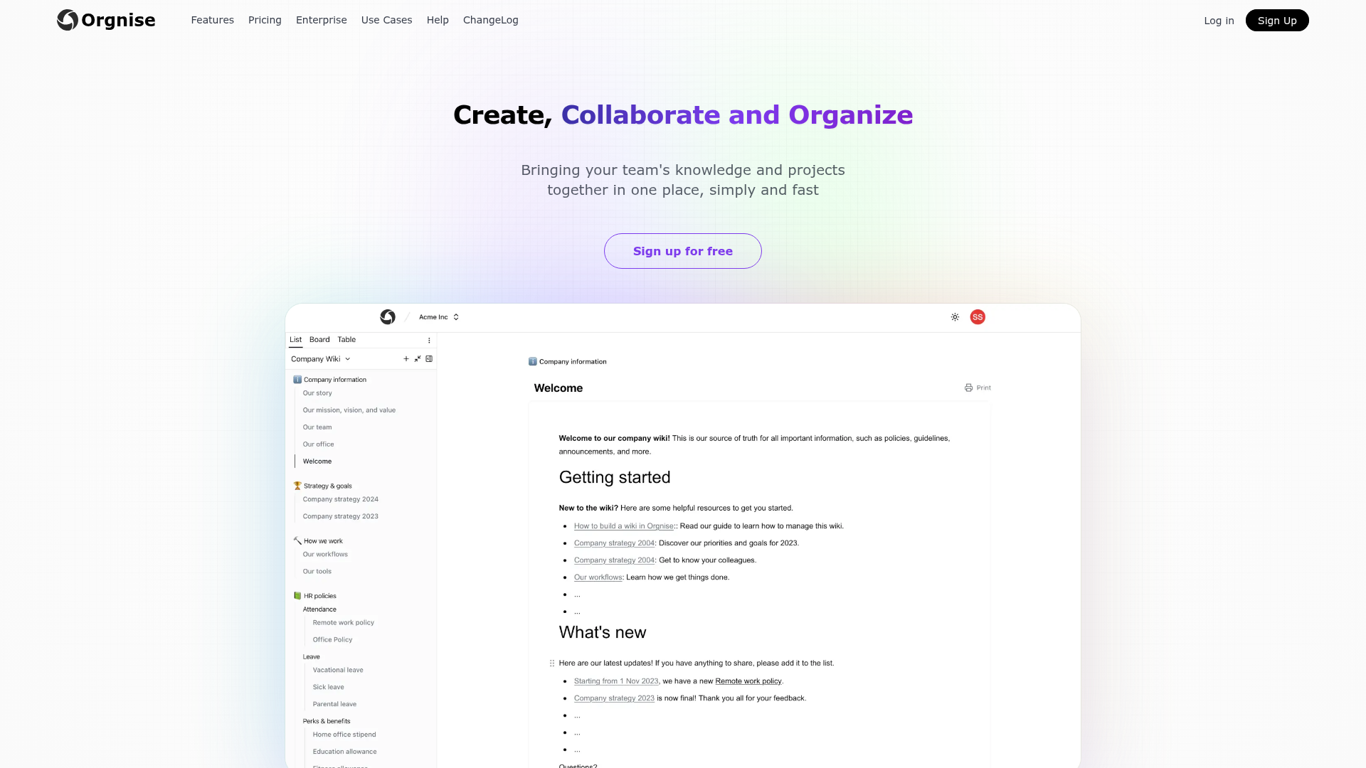 Orgnise Screenshot