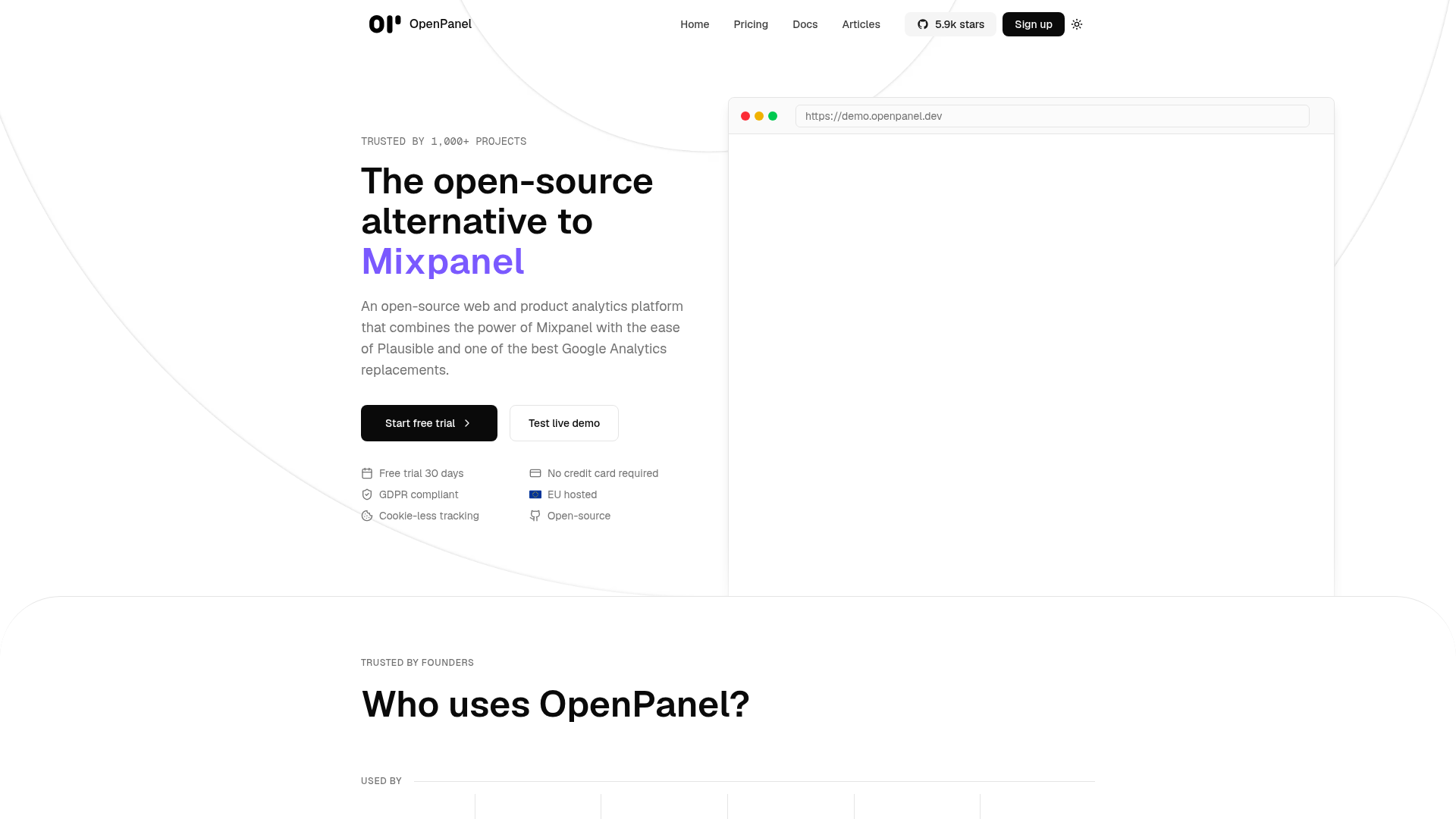 OpenPanel.dev Screenshot