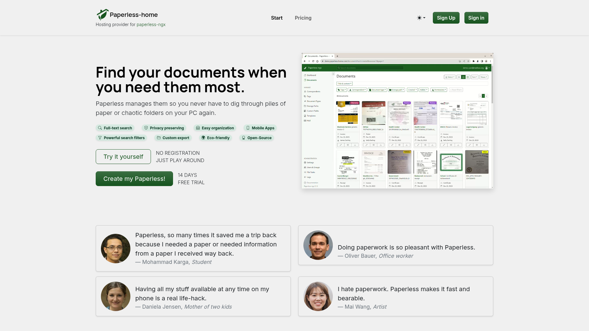 Paperless-home Screenshot