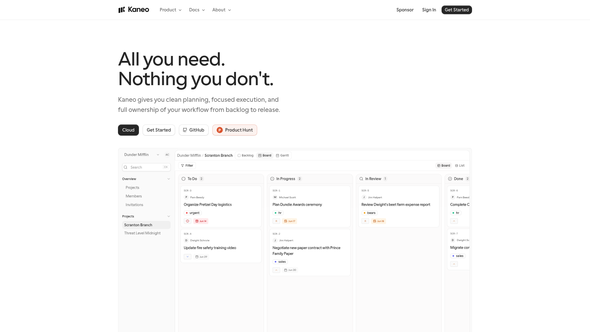 Kaneo Screenshot