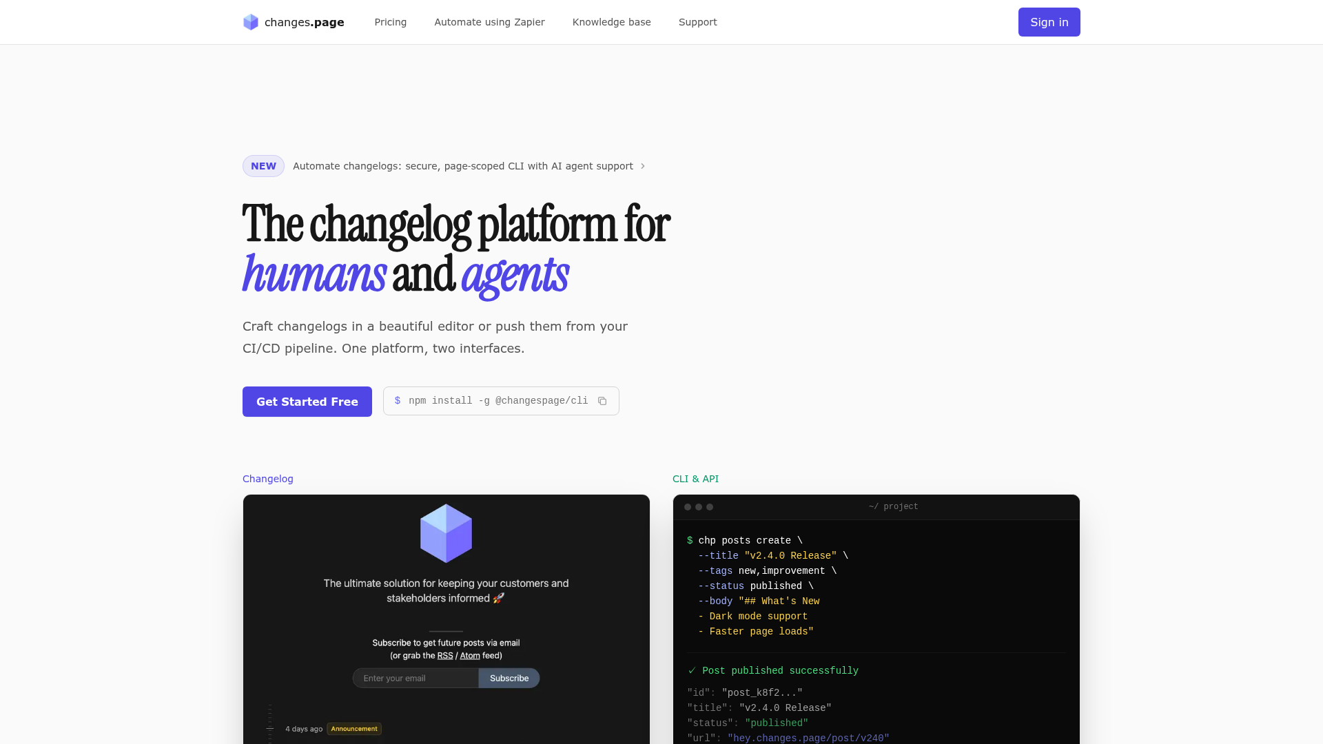Changes.Page Screenshot