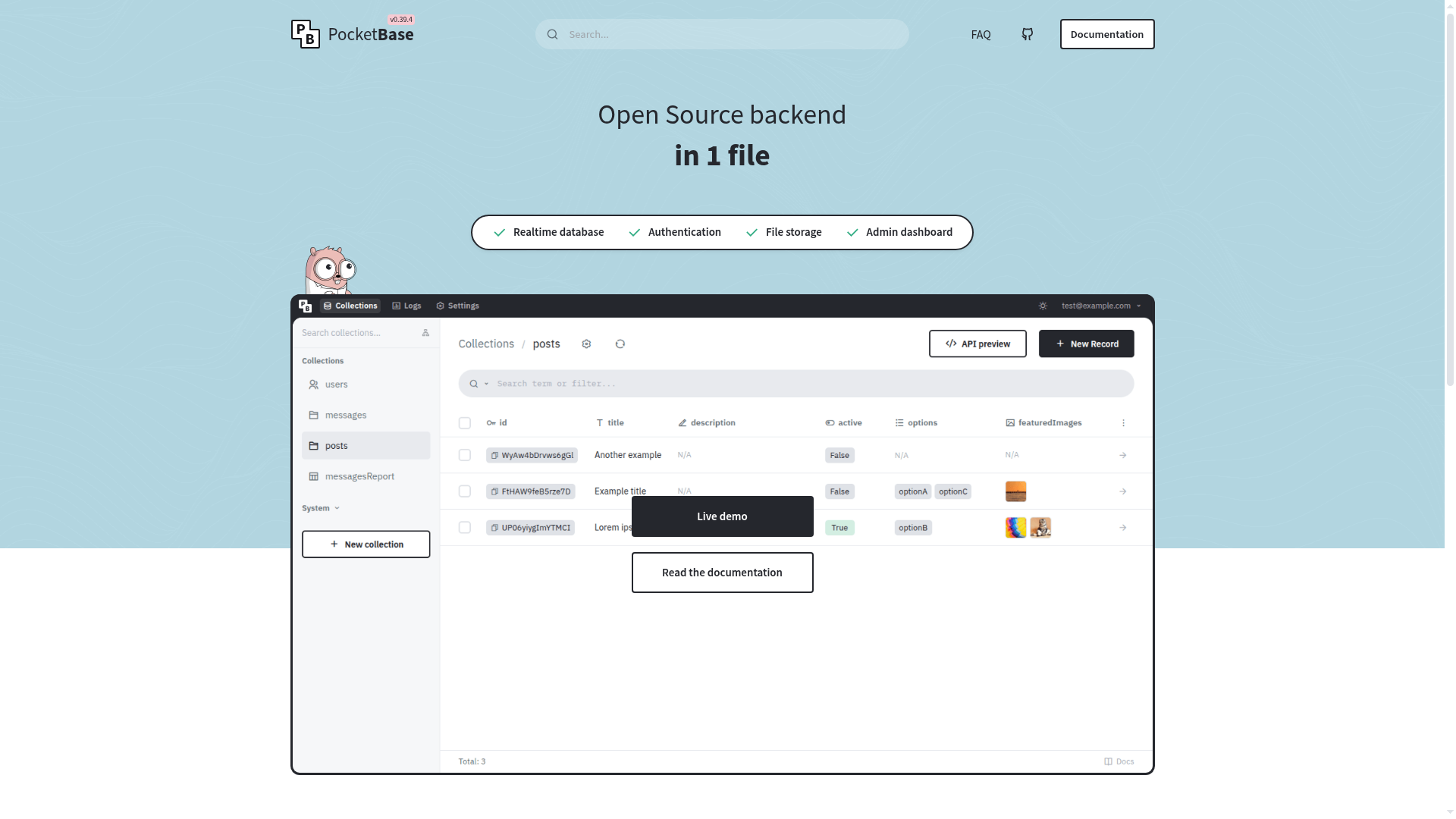 PocketBase Screenshot