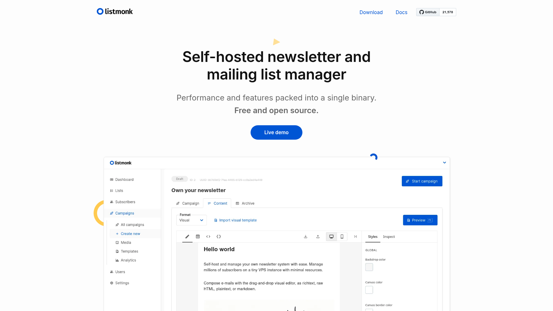 Listmonk Screenshot