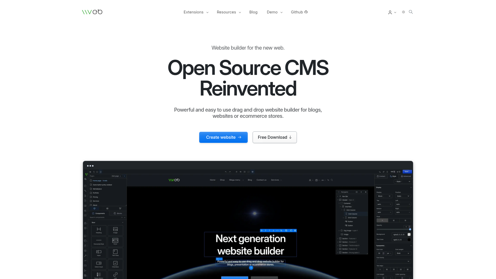 Vvveb CMS Screenshot